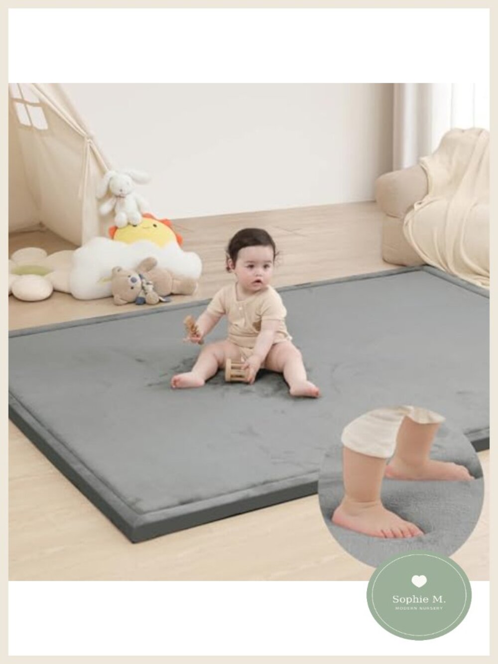 Coral Velvet Baby Play Mat Rug Thick Memory Foam Nursery